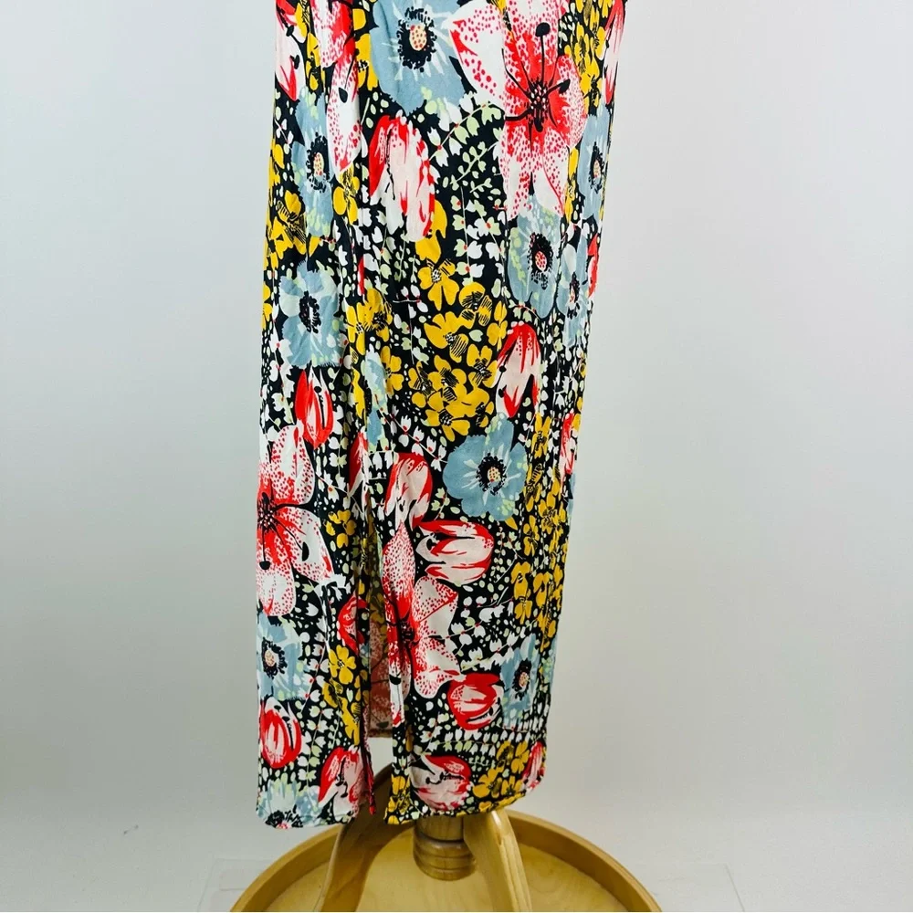 Anthropologie Elyse Floral Byas Cut Slip Dress Side Slit Midi Dress Size XS - Picture 7 of 12